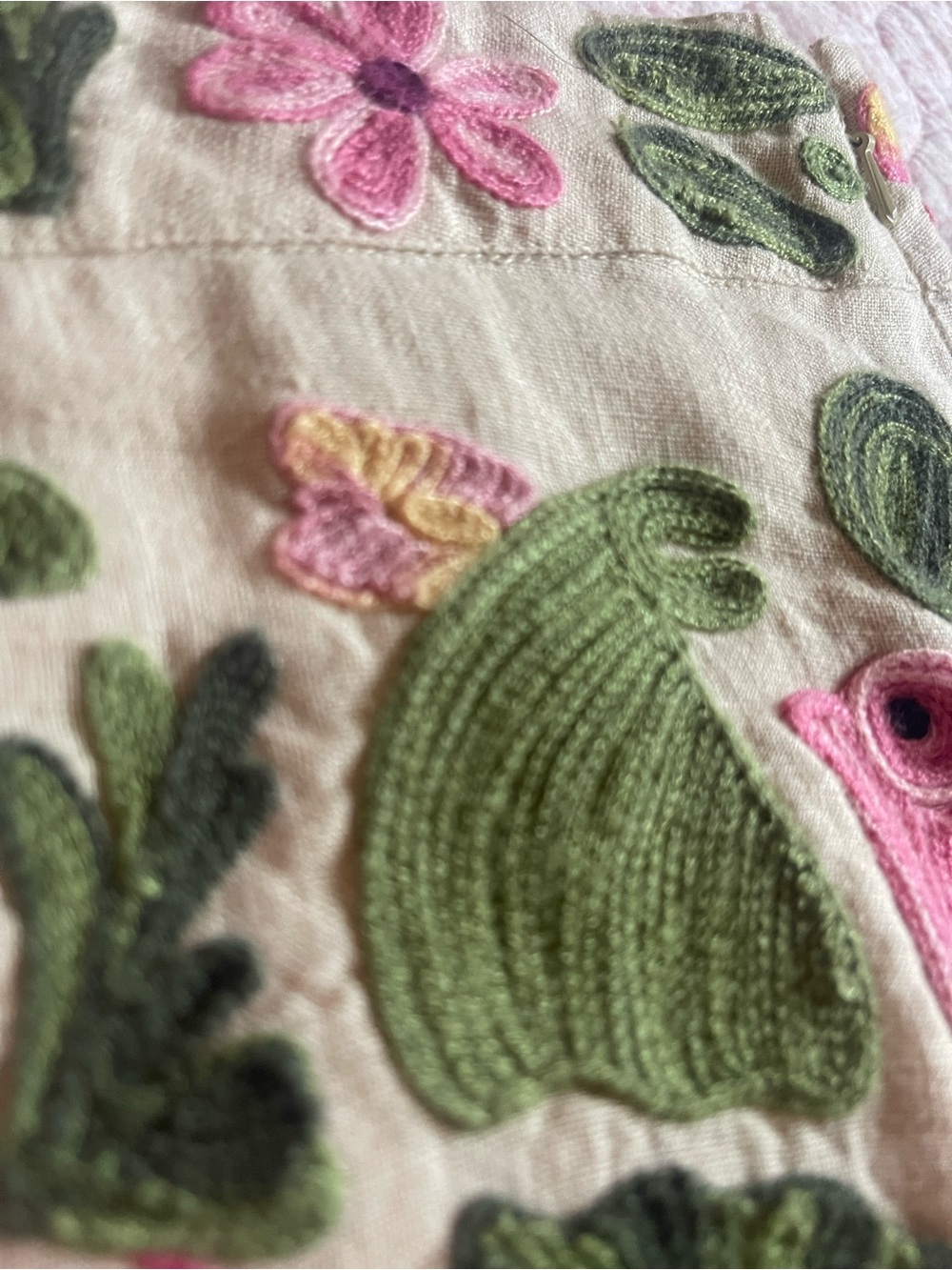 Calypso St. Barth Cream A-Line Skirt with Colorful Bird Embroidery - Picture 9 of 12